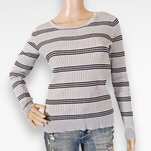 Gray & Black Striped Sweater